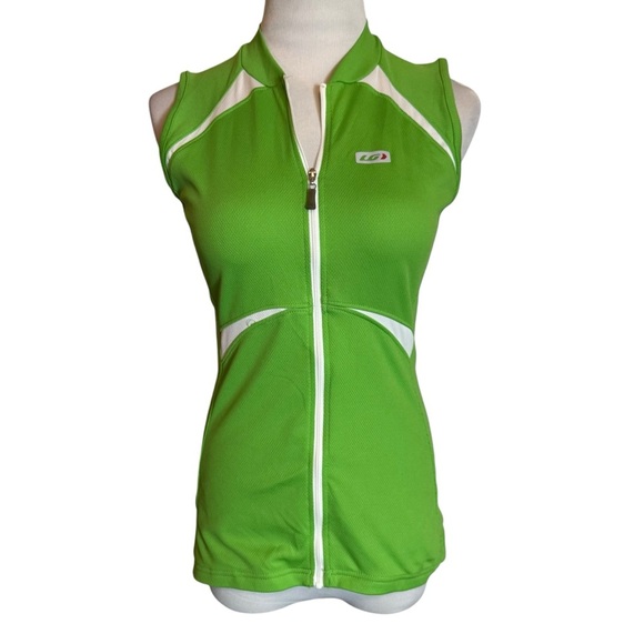 NWT  LOUIS GARNEAU CYCLING Jersey Size Medium Green White Shirt Full Zip Tank - Picture 1 of 8